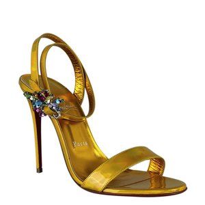Christian Louboutin Goldie Joli 100 Gold Leather Sandals Size 39 206849